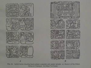 Copán Estela P & Palenque Casa C Glifos Mayas Serie Inicial Mesoamericano 1915 - Imagen 1 de 2
