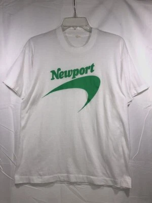 Camisa masculina ponto único cigarro logotipo clássico verde branco vintage anos 90 Newport G - Imagem 1 de 4
