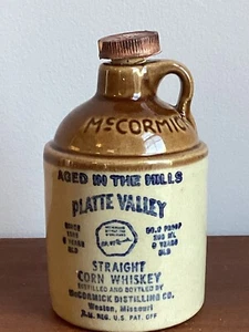 Vintage McCormick Platte Valley Straight Corn Whiskey Liquor Stoneware Jug 1975 - Picture 1 of 8