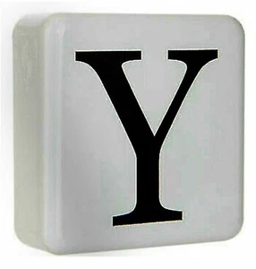 Square Letter "Y" Wall Home Desk Metal Decor 2.75" x 7/8" x 2.75" White/ Black - Picture 1 of 1
