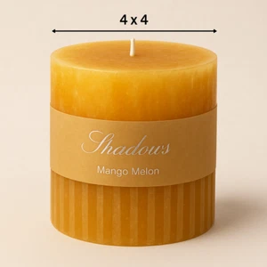 Shadows Mango Melon Pillar Candle – 4"x4" – Scented Decorative Candle – NEW - Picture 1 of 4