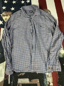 Patagonia Herren XL Knopfleiste Langarm Outdoor blau braun kariert - Bild 1 von 6
