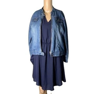Lands End Girls Denim Blue Jean Jacket Full Zip Medium Wash Size 16 - Picture 1 of 8