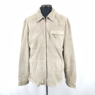 Jaqueta de couro Armani Jeans 50 masculina XL bege com zíper jumper externo - Imagem 1 de 4