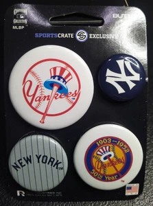 Sportscrate Exclusive Rico Ind. New York Yankees Retro Logos 4-Button Set - Picture 1 of 1