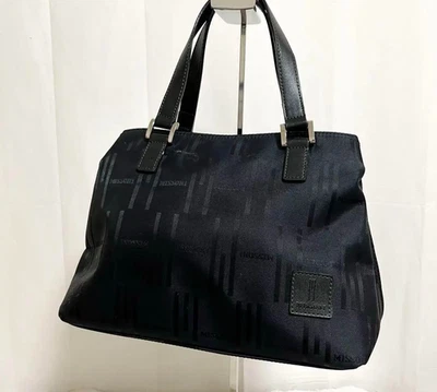 MISSONI Logo Mini Bolso de Mano Negro Nylon Cuero Bandolera de Hombro Auténtico USADO Foto 1 de 4