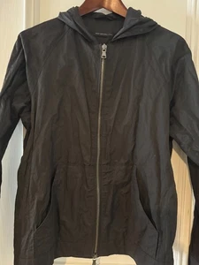 NEW John Varvatos Cotton Black Hooded  Zipper Front Light Coat Jacket Size M - Picture 1 of 7