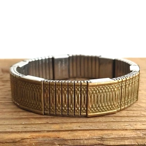 Vintage Aimante Gold Tone Stretch Stainless Steel Bracelet with 6 Magnets - Picture 1 of 6