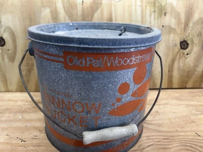 Vintage Old Pal Minnow Bucket | Galvanized Metal Bait Pail with Insert - Image 1 of 4