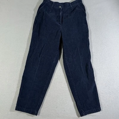 VTG LL Bean Pants Womens Size 8 Regular Navy Corduroy  Pleated High Rise 90s - Image 1 of 4