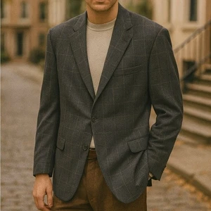 Blazer Peter Millar 100% lana con finestra 48R grigio a quadri cappotto sportivo - Foto 1 di 15