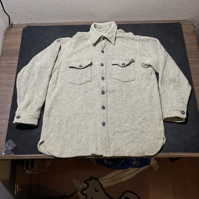 LL Bean Vintage 50s Flannel Plaid Mens Wool Hunting Shirt Jacket Script Logo USA - Image 1 of 4