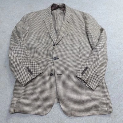 Blazer Brooks Brothers 44R Beige Pata de Gallo Baird McNutt Lino 1818 Regent Foto 1 de 4