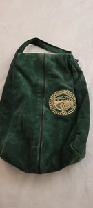 VTG Denver Petroleum Landmen Green Leather Suede Golf Shoe Bag Faux Fur Lined - Picture 1 of 6