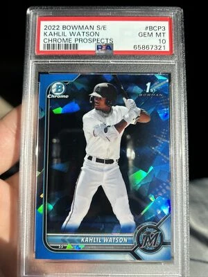 2022 Bowman Chrome Sapphire KAHLIL WATSON #BCP3 1st Bowman PSA 10 Guardians - Image 1 of 2