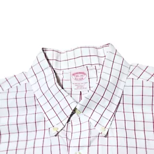 Brooks Brothers Mens The Original Polo Shirt red Plaid 18 1/2 - 34 Non-Iron - Picture 1 of 8