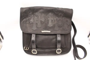 COA Chrome Hearts Cross Black Leather Shoulder Messenger Bag 1995 Sterling Hdwar - Picture 1 of 23