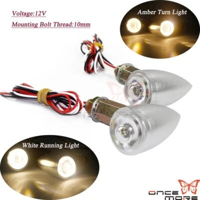 12V 10mm Turn Signal Light Lamp Indicator Blinker Silver Universal For 10mm Hole - Image 1 of 4