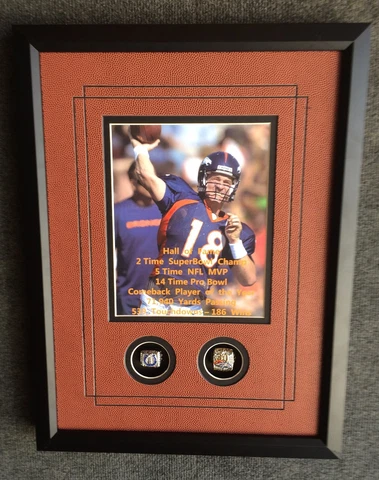 Peyton Manning Denver Bronco's Inndianapolis Colts framed SB Replica Ring Cover