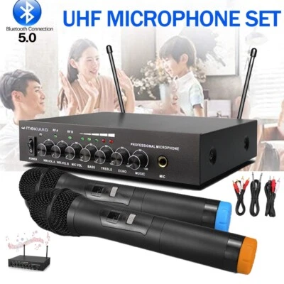 Bluetooth Karaoke Mikrofon Mixer System Set mit Dual UHF Wireless Mic Karaoke. - Bild 1 von 4