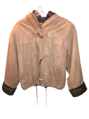 Abrigo chaqueta de cuero con capucha Forenza Sportswear con forro de franela vintage Foto 1 de 3