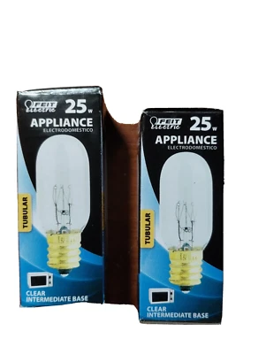 2 pk Feit Electric 25 Watt Clear T8 Tubular Appliance Bulbs Intermediate Base