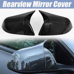 FOR 2017-23 TESLA MODEL 3 M HORN STYLE REAL CARBON FIBER SIDE MIRROR COVERS CAP - Picture 1 of 14