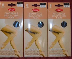 3 Paar Silky Naturals Second Skin Strumpfhosen schwarz Medium 8 DEN transparentes Finish (G3) - Bild 1 von 2