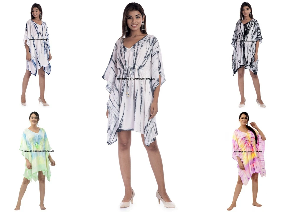 FEMMES Super Doux Tie And Dye Surdimensionné Tunique Caftan Midi Robe Indien - Photo 1/1