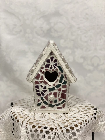 Mosaicsignature design LLC Mosaic Miniature Birdhouse Shabby Chic Cover