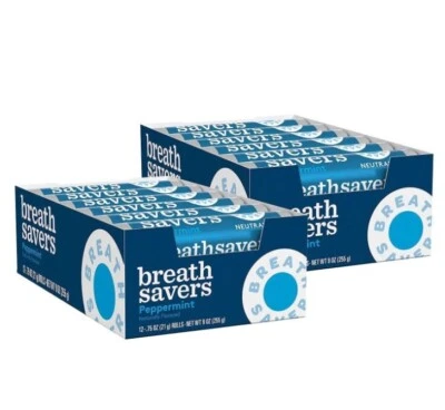 BREATHSAVERS BREATH SAVERS Peppermint Sugar Free Breath Mints Rolls, 0.75 oz (24 Count)