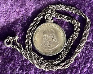 Ster. Silver Coin W/ 24” Chain. Private Treasury of Ramsay Lawson. 15.8 Grams. - Picture 1 of 7