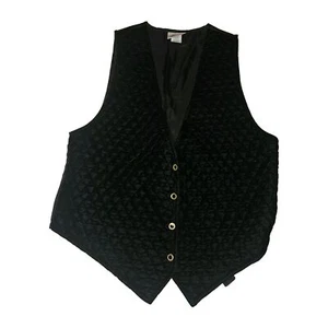 Vintage Women's Black Velvet Vest Size 16 Diamond Quilted Whimsigoth Witchy NWOT - Picture 1 of 7