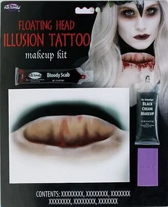 Fun World Floating Head Illusion Tattoo 4pc Halloween Horror Makeup Kit, Blac... - Picture 1 of 1