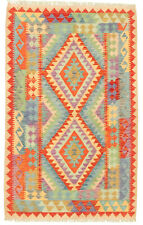 Traditional Hand woven Turkish Carpet 3'10" x 6'2" Bold and Colorful Kilim Rug