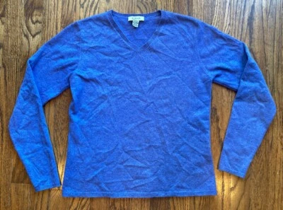 Vintage Geneva 100% Cashmere Sweater Womens Size Small Pullover V Neck Blue - Image 1 of 4
