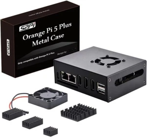 BLACK GeeekPi Orange Pi 5 Plus w Cooling Fan Metal w Fan Heatsinks - Afbeelding 1 van 8