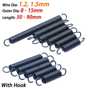 With Hook Extension Tension Spring Wire Dia 1.2-1.5mm Springs Steel L: 30-90mm - Picture 1 of 10