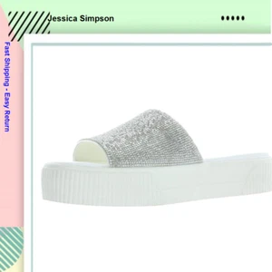 Jessica Simpson Ezira Platform Slide Sandal | Silver Shimmer Sand | 6.5 M - Picture 1 of 6