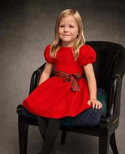Polo Ralph Lauren Little Girls Balloon-Sleeve Dress Red Size 6 - Picture 1 of 4