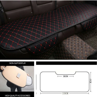 Black Red Car Seat Cover Breathable PU Leather Mat for Rear Back Seat Cushion - Image 1 of 4