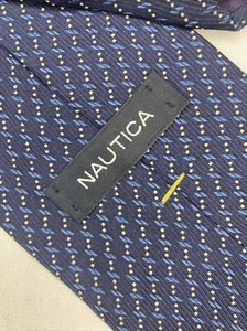 Nautica All Silk Men's Tie Blue Geometric - Picture 1 of 5