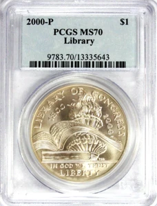 2000-P Library of Congress Commemorative Dollar PCGS MS 70 #GA5-43 - Picture 1 of 2