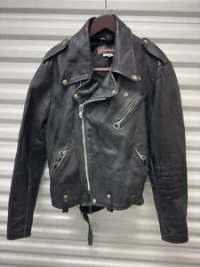 Giacca Motociclista Vintage Brooks Nera Vera Pelle Frange Uomo Tg 42 - Foto 1 di 15