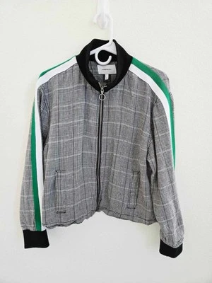 Current/Elliot Dassen Plaid Side Stripe Linen Bomber Jacket - Image 1 of 4