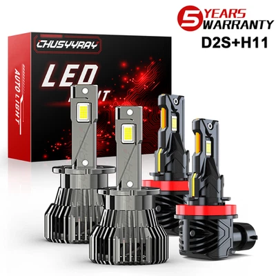 For Infiniti QX56 2011 2012 2013 D2S HID Headlight H11 LED Fog Light Bulb 6000K - Image 1 of 4