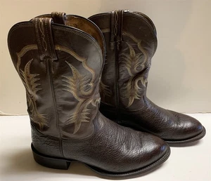 Mens Tony Lama Handcrafted Brown Cowboy Boot Leather 10 1/2 EE - Picture 1 of 7