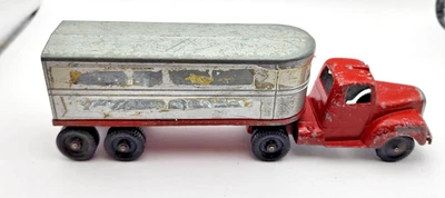 Vintage Tootsie Toy 1947 Mack L-Line Semi with Van Trailer 9" Original Paint - Image 1 of 4