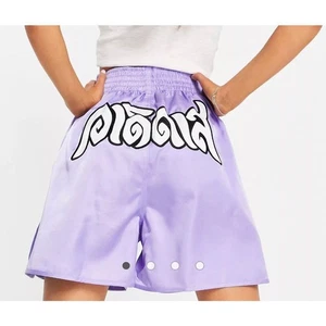 ADIDAS ORIGINALS three stripe logo boxing style shorts in light purple - Picture 1 of 9