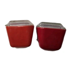 Menge 2 Vintage Pyrex Rot 501-B Kühlschrank Geschirr mit Deckel 501-C 0723!!! - Bild 1 von 4